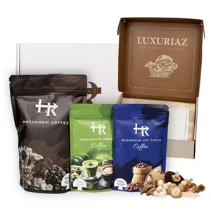 Luxuriaz 3-in-1 Organic Mushroom Instant Coffee Kit with Matcha and Cocoa Blend, 240g