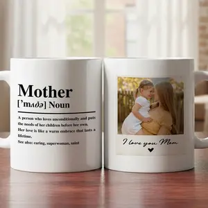 Mom Definition Photo Mug, Custom Mom Picture Gift, Unique Personalized Mother's Day Present