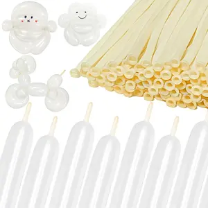 KAWKALSH 260 Balloons Clear, Long Balloons for Balloon Animals, Thickening Skinny Latex Twisting Balloons for Tying Balloon Arch Modeling Magic Clown Birthday Wedding Party Decorations 100pcs Clear