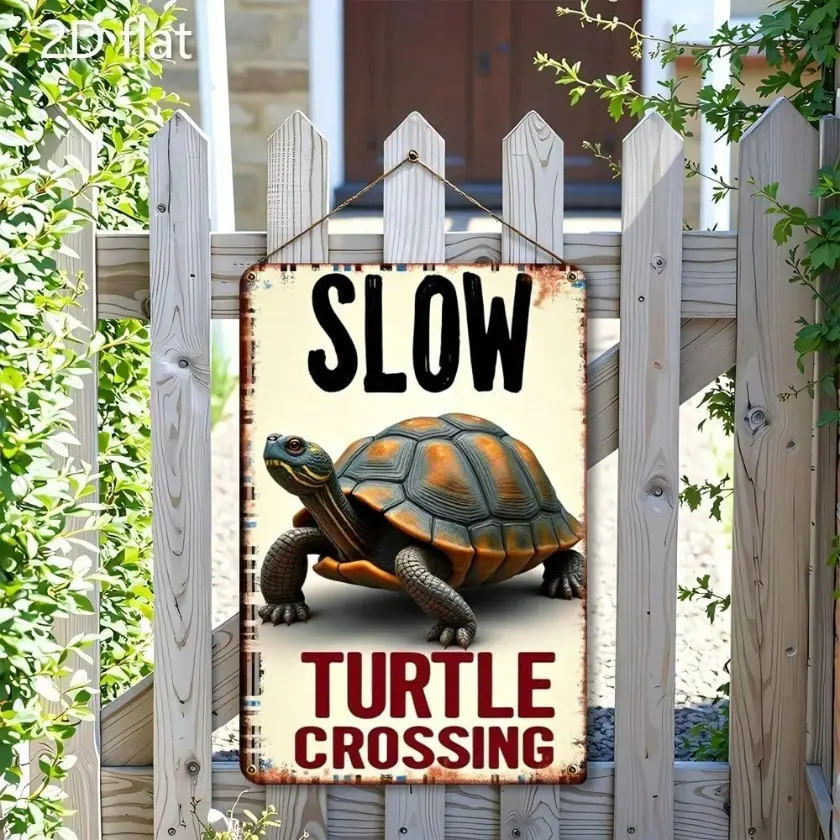 Aluminum Turtle Crossing Sign Indoor Outdoor Wall Art for Home Garden Office Decor Flat Metal Artwork Perfect Room Decoration