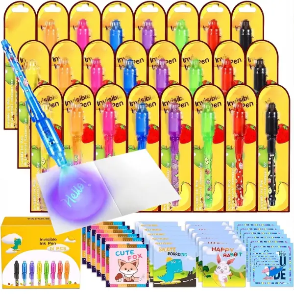 24PCS Invisible Ink Spy Pens with UV Light, Office Stationery Secret Message Markers, Kids' Birthday Party Favors & Goody Bag Stuffers, Gifts for 4-12 Year Olds