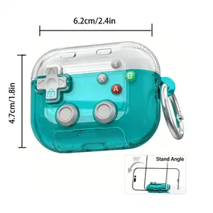 Suitable for AirPods4 Protective Case Pro2 Generation Transparent Decompression Luminous AirPods Pro3 Earphone Cover Handle-Shaped Earphone Cover with Lock Buckle Earphone Cover Multi-Purpose Earphone Cover Mobile Phone Holder with Simulated Handle F