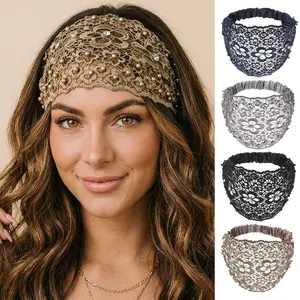 3pcs Set Boho-chic Crystal & Pearl Embellished Wide Headbands for Women - Luxury Hair Accessories, Ideal for Weddings, Vacations & Daily Styling