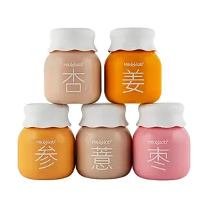 MikooLab Chinese Herbal Milk Tea 5-Flavor Sampler Pack - Nourishing Jujube Ginger Ginseng Apricot Barley Instant Powder Drink Mix 500g (5x100g Cans) - Yami