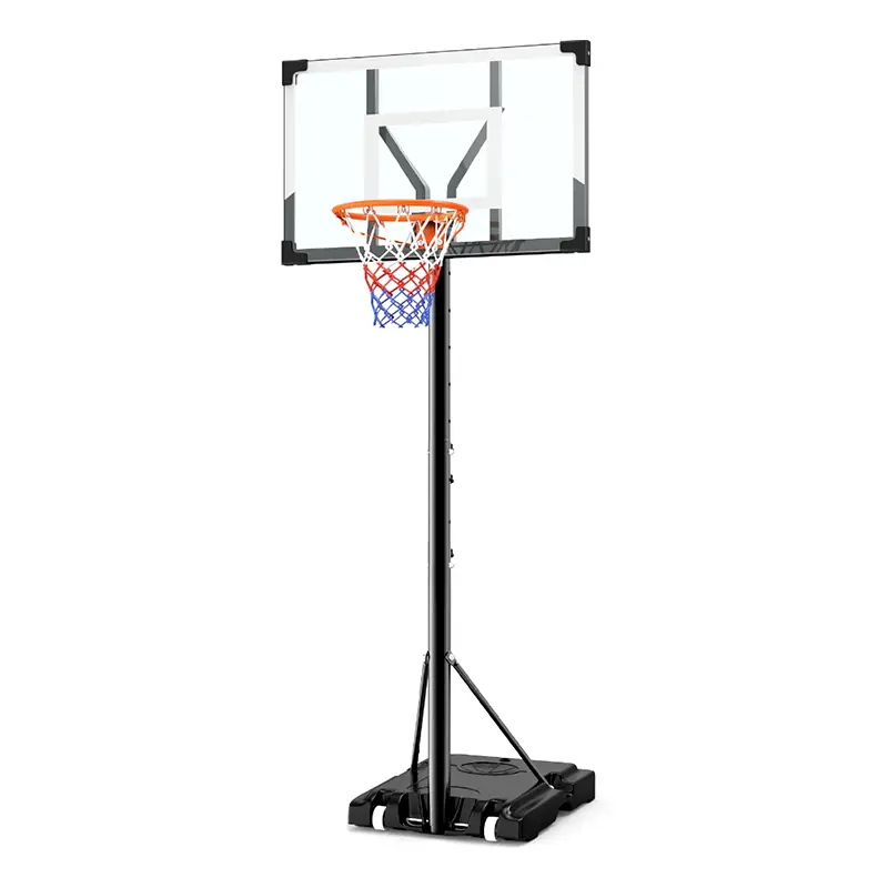 Height Adjustable Basketball Hoop 2.1-2.6M Youth Portable Basketball Goal with PVC And Steel Construction Black Stable Base Easy Assembly Indoor Outdoor Basketball Stand