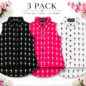 Women’s Chic Lady 3-Pack Flat Minimalist Simple Sleeveless Cross-Pattern Tank Tops, Casual Summer Shirts
