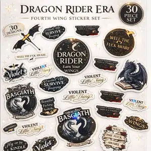 Dragon Rider Era Sticker Set – Fourth Wing Inspired, Basgiath Stickers, Bookish Fantasy Bundle, Kindle & Laptop Decals, 30pc