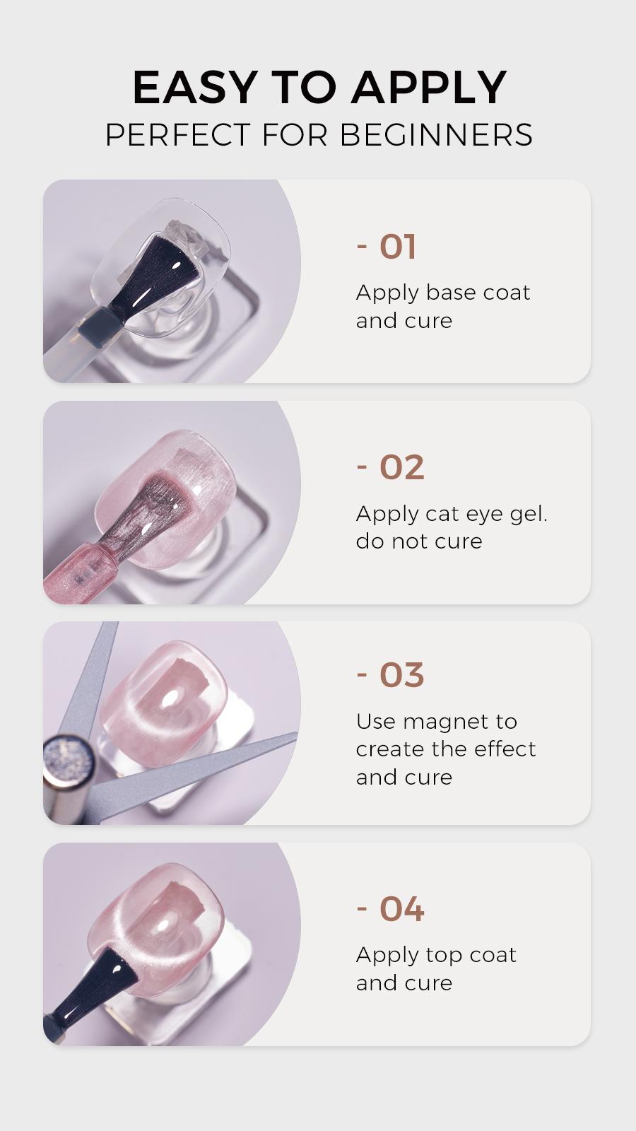 AILLSA Soft Velvet Cat Eye Gel Polish Set with 3 Magnetic Tools, DIY French Cat Eye & Halo Ring Nail Effects, Shimmer Glitter 15ML Gel Polish Need Lamp Curing Summer Nail Art DIY at Home
