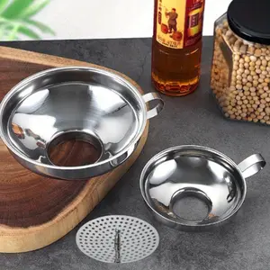 Stainless Steel Kitchen Funnel, 4.1-Inch 5.8-Inch Food Grade Metal Funnel with Strainer for Filling Bottles, Transferring Liquid, Oil, Juice, Milk