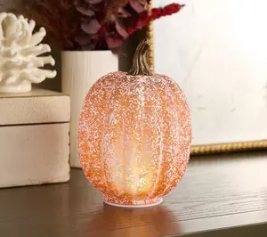 8" Illuminated Frosted Glass Pumpkin by Kim Gravel