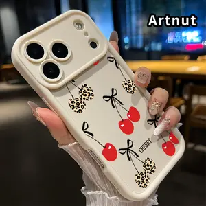 Case for iPhone 17 Pro Max Air Promax Cherry Bow Pattern Soft TPU Bumper Shockproof Rugged Cellphone Cover Gift for Girl