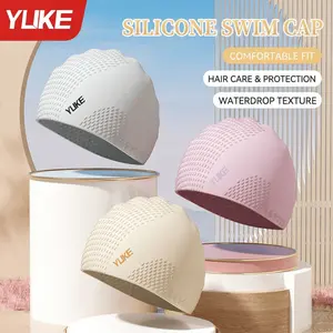 1PC Silicone Swim Cap, Comfortable Waterdrop Texture Hair Protection, Premium Swimming Cap for Adults