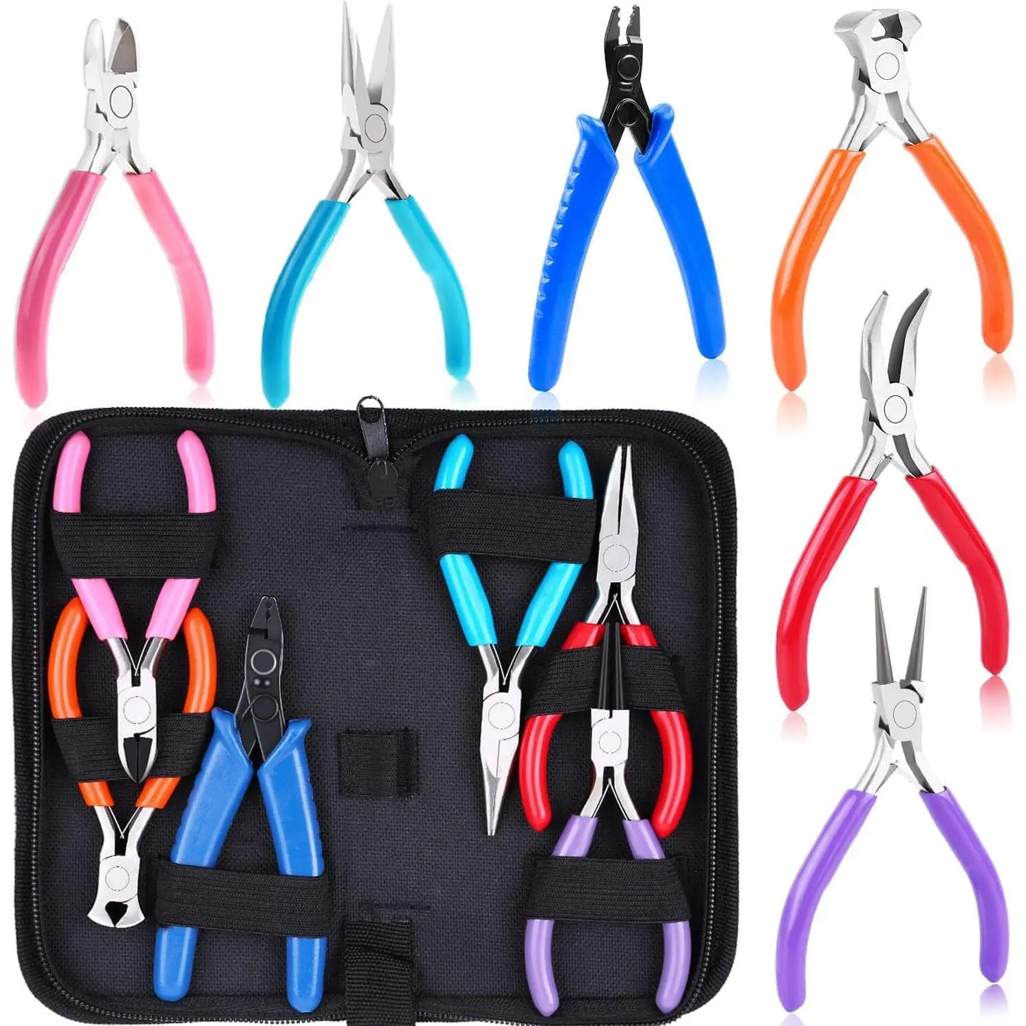 Making Tools Kit: 6 count Set, Including  Round Nose, Wire Cutters, Crimper & End Nippers for Beading & Craft