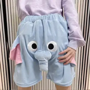 Elephant Boxer Shorts For Men Cartoon Elephant Decor Elastic Waist Casual Shorts with Reinforced Pockets Couple Sleepwear Pants