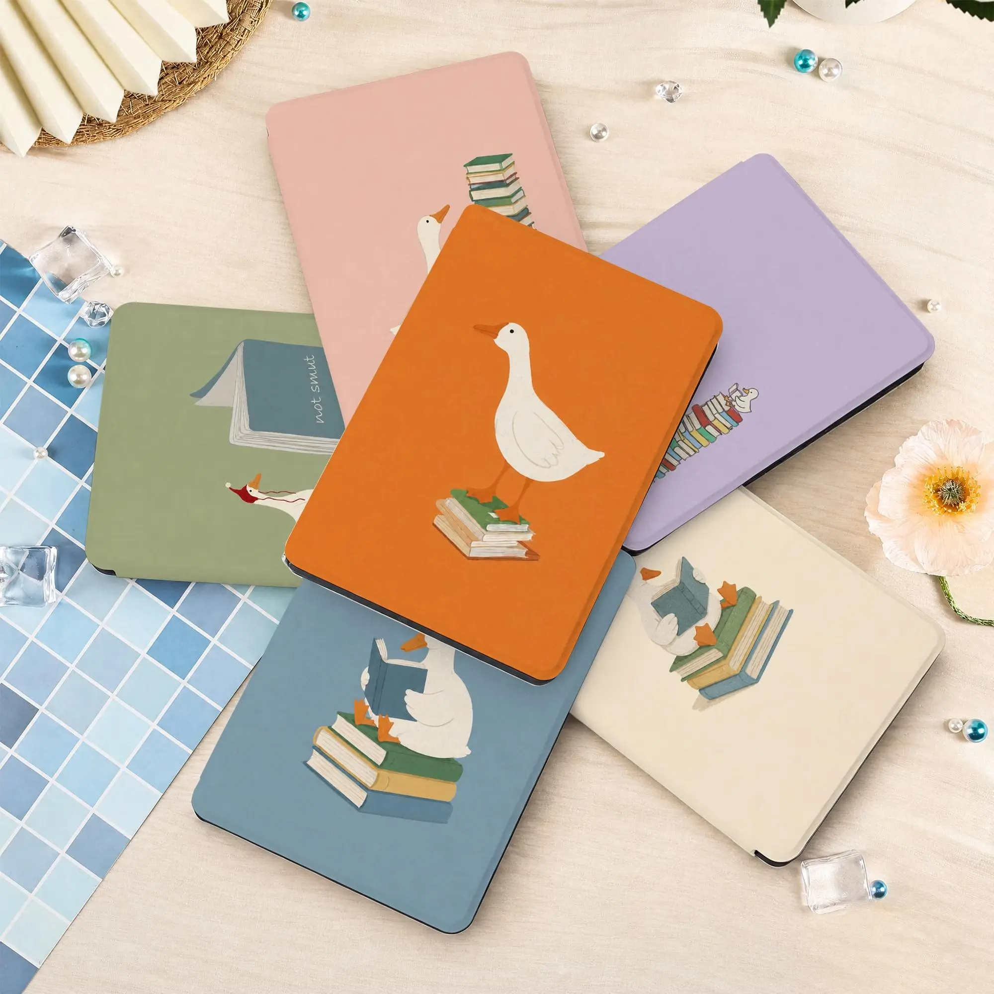 Funny Ducks and Books Kindle Case, Cover for Paperwhite 12th 7”, Kindle 2024, Fire 7, Kobo Clara BW Gift