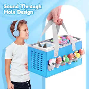 T Tersely Carrying Case for Toniebox 2/1 Audio Player and Figurines Starter Set, Felt Organizer Bag, Travel for Toniebox 2 Earphone and Charger Accessories Portable Bag with Stap, Headphone Storage, Audio Equipment - Blue