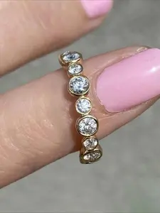 Simple Round Shaped Zirconia Decorated Ring, Cluster Ring, Cubic Zirconia Rings, Fashion Jewelry for Party, Daily Clothing Decor, Trendy All-match & Exquisite Jewelry for Birthday Gift