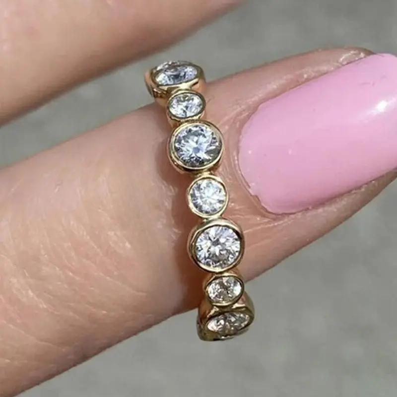 Simple Round Shaped Zirconia Decorated Ring, Cluster Ring, round cz, Cubic Zirconia Rings, Beautiful Rings, Fashion Jewelry for Party, Daily Clothing Decor, Trendy All-match & Exquisite Jewelry for Birthday Gift