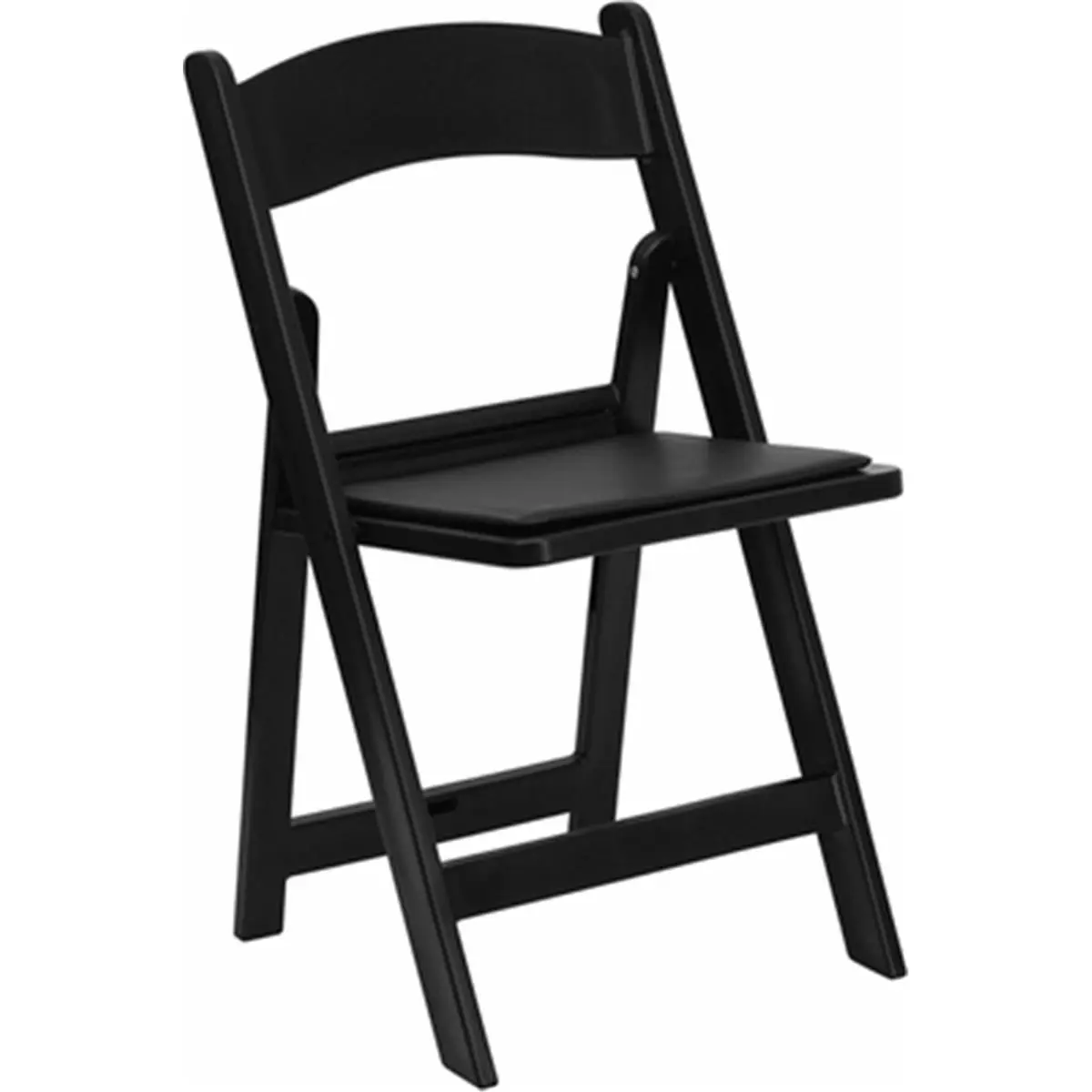 212 MAIN 1000lb Capacity Black Resin Folding Chair with Black Waterproof Vinyl Seat, Armless Legged Outdoor Chair, Armless Legged Chair