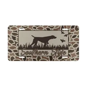 Old School Camo License Plate, "Southern Style" Pointer, Quail Hunting Aluminum License Plate, Custom License Plate, Personalized Vanity Tag, Blank Aluminum Plate, 12×6 License Plate, US Standard Car Plate, Front License Plate 4 Pre-Drilled Holes