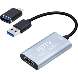 4K HDMI Video Capture Card USB C, Video Capture Device for Live Streaming/Gaming/Recording, 1080p 60fps USB 3.0 HDMI to USB C Capture Card with Adapter, Compatible with OBS/PS5/Switch/PC/Mac
