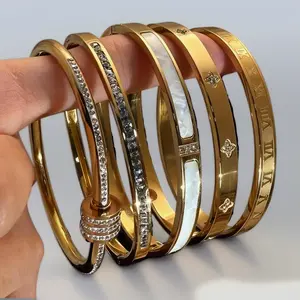 Elegant and stylish design stainless steel bracelet set of five, fashionable accessory, perfect for anniversaries and special occasions.