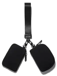 Minimalist Mini Zip Around Keychain Wristlet Wallets Small Portable Dual Pounch Wristlet Detachable Coin Purse Pocket Gifts for Women Men Travel Sports Outdoor
