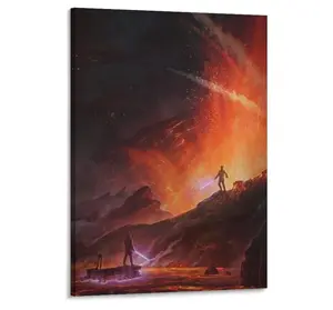 Wan Kenobi VS Anakin Poster Wall Art Canvas Prints Star Movie Wars Posters for Bedroom Wall Decoration Cotton Glossy Hand Stretched Ready-to-Hang USA Crafted