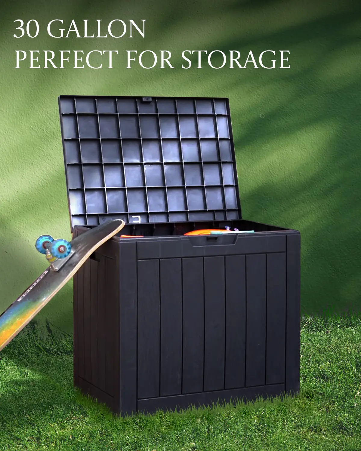 Yitahome 30 Gallon Deck Box Outdoor Storage Box, Waterproof Resin Package Delivery and Storage Box with Lockable Lid for Patio Furniture Cushions, Poo