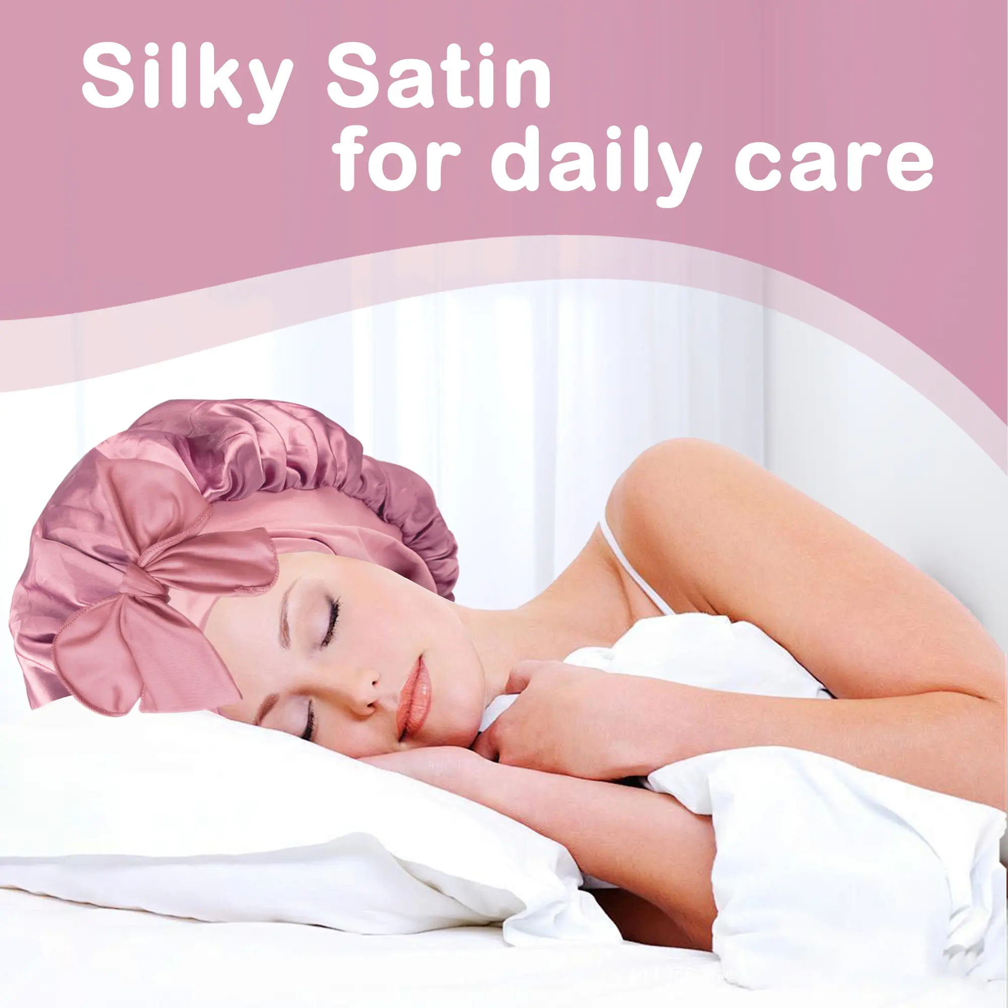 Women Silk Bonnet for Sleeping Double Layer Satin Bonnet Satin Lined Hair Bonnet with Tie Band Curly Hair