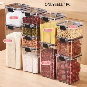 Sealed Food Storage Container with Lid, Clear Plastic Stackable Airtight, Kitchen Organizer Box for Grains, Rice, Pasta, Flour, Sugar, Home Cooking Essentials
