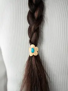 Turquoise Flower Hair Clip with Western Cowboy Style, Versatile Hair Accessory for Braids and Updos, Perfect for Everyday Fashion