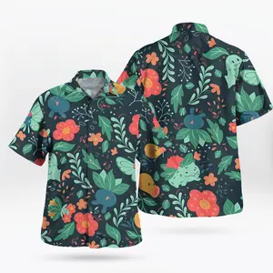 2026 Hawaiian Sets PKM [FREESHIP] Fresh Summer – Youthful – Bold with the Bulbasaur Chikorita Oddish PKM Hawaiian Shirt Floral Print