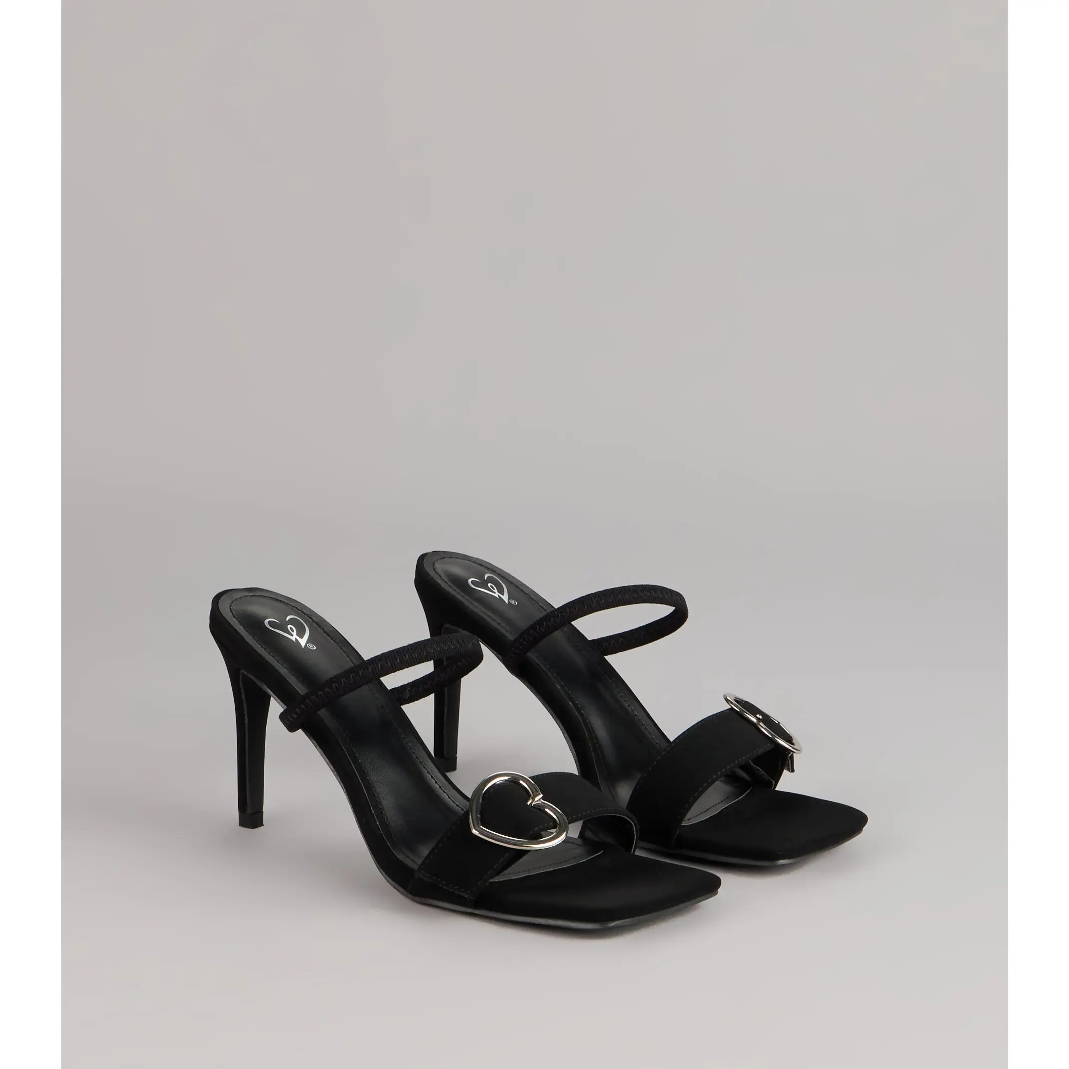 Love At First Step Heart Buckle Stiletto Mules