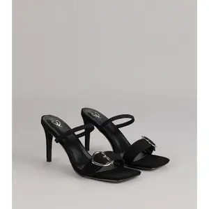 Love At First Step Heart Buckle Stiletto Mules