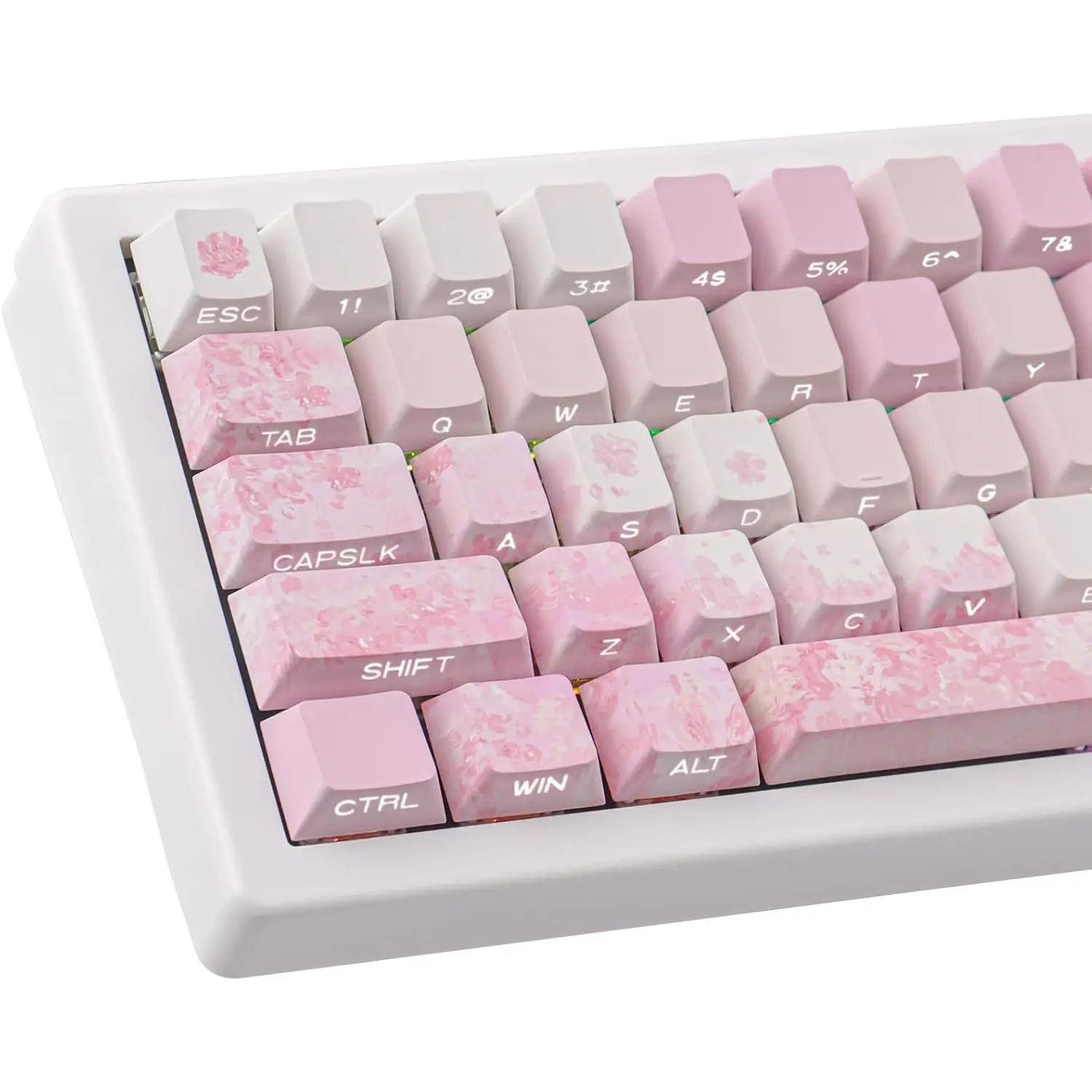 Keycaps Cherry Blossom Tie-Dye Keycap Set - Custom Side Print PBT  Keycaps,131  Gradient DoubleShot  Key caps Cherry Profile Keyboard Key caps for Mechanical Keyboards