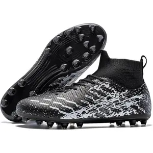 Unisex Soccer Cleats Lightweight No-Tie Lacing System Multi-Surface Football Shoes with Ankle Support for Beginners to Advanced Players