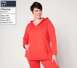 Denim & Co. Active French Terry V-Neck Hooded Pullover