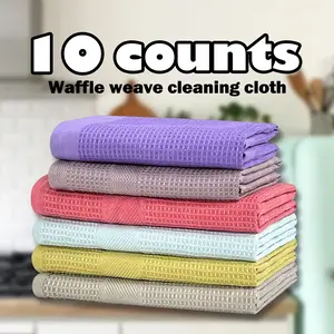 10 Counts Cleaning Rag with Soft Lint, Quickly Dry Cleaning Cloth Super Absorbant Cleaning Rags for House, Kitchen, Bathroom, Car Care, Random Color