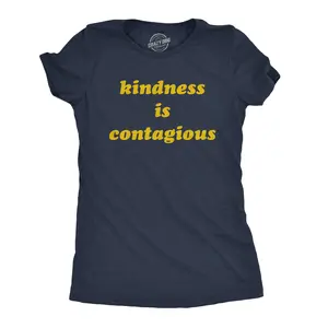 Womens Kindness Is Contagious T Shirt Funny Be Nice Positive Message Novelty Tee Funny Womens T Shirts Cute Vintage Fashion Casual Ladies T-Shirt Gift Funny Motivational Top Women's Novelty Tees Navy