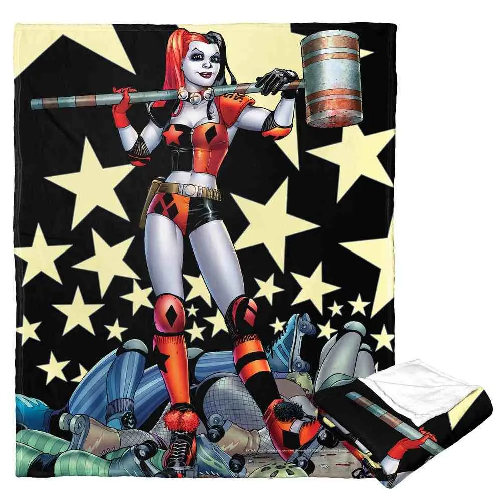 Warner Bros. Batman Champion Harley Silk Touch Throw Blanket, 50x60 in, Whimsical Home Decor for Home Room & House Decor with Comic Art