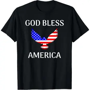 God Bless America United States Flag Eagle T-Shirt Pure Cotton Graphic Tees Menswear Top: Gifts for Men & Women