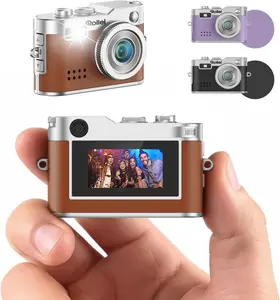 Mini Digital Camera Vintage Brown, 1080P FHD Small Retro Digital Camera with 0.96 Inch Colour Screen, 2MP Thumb Camera, Compact Photo Camera with Flash & Recording, Mini Digital Camera Small