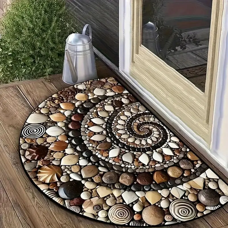 Stylish Geometric Pebble Door Mat - Waterproof and Durable Scratch Mat, Suitable for Indoor/outdoor with High Traffic. Home, Terrace, Garage Entrance Decoration.