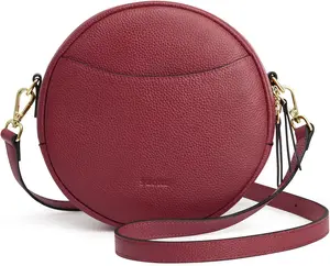 Leather Crossbody Bags for Women  Circle  Purse Trendy Round Handbag with Adjustable Strap