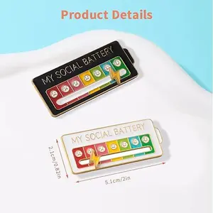 My Social Battery Slider Pin,Funny Interactive Brooch Enamel Pins,Cute Mood Pins 7 Days a Week for Backpacks Clothing Hat Bags Scarves