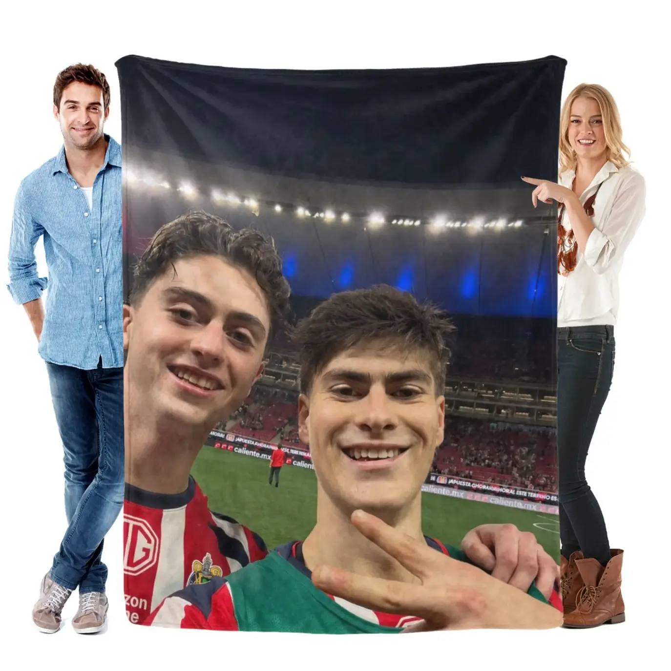 Brian Gutierrez Armando Gonzalez Soccer Teammates Stadium Selfie Throw Blanket, Soft Cozy Plush Bed Blanket for Couch Sofa, Bedroom Decor and Game Room, Lightweight Warm Football Fan Gift for Teens and Adults