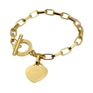 His & Hers Matching Love Bracelets |  Plated Titanium Steel Chain, Anniversary Date Gifts Jewelry Promise Charms