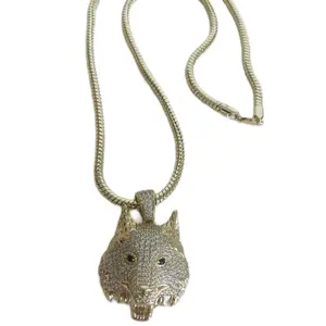 Xuping Men's Necklace with Wolf Pendant Laminate Gold Daily Use 24 Inches Long Chain Fashion Jewelry
