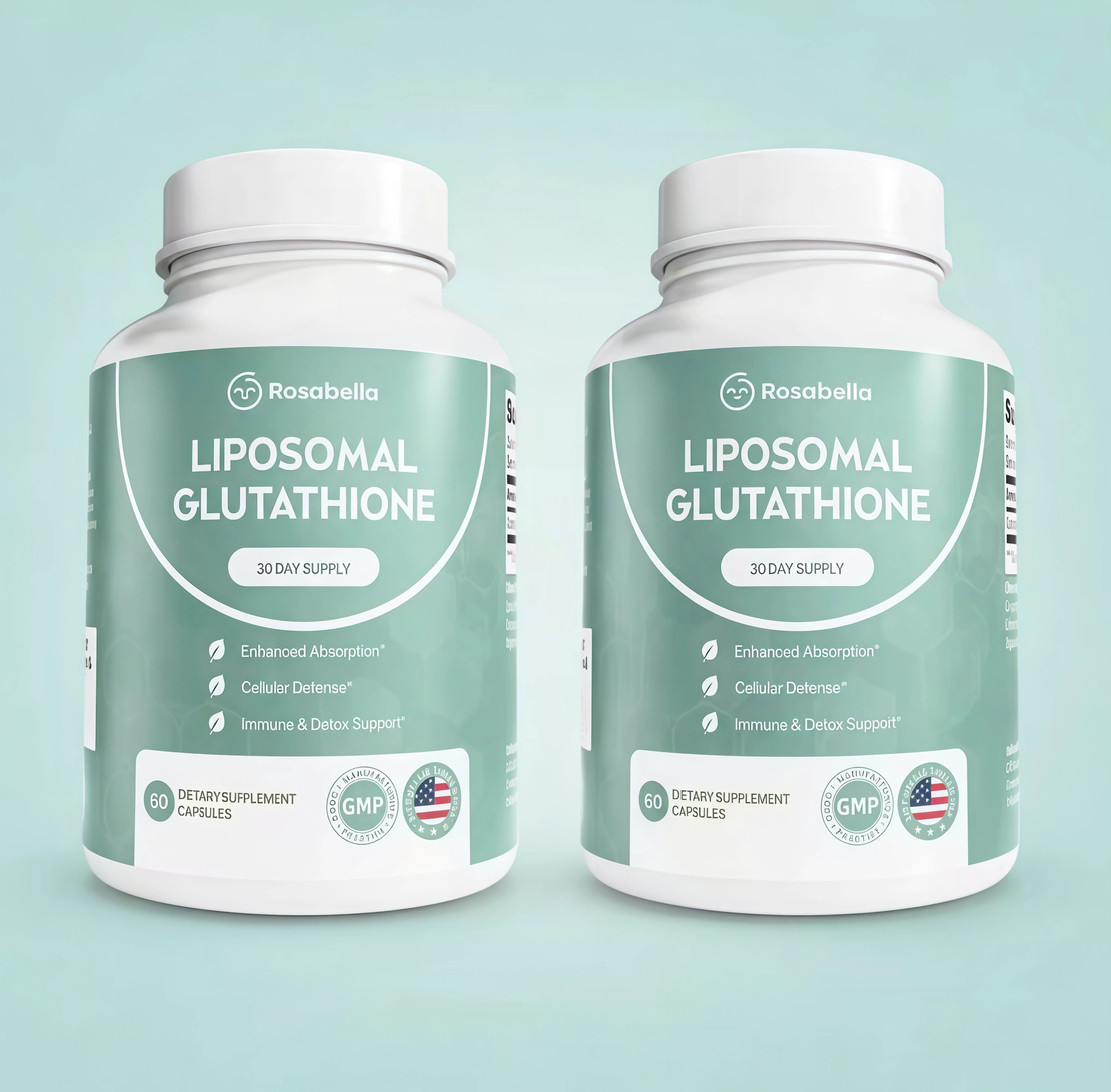 2 Pack Liposomal Glutathione Capsules SE– Skin Glow, Immune & Detox Support (60 Count) - Rosabella
